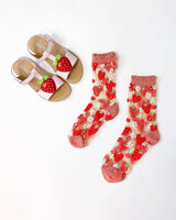 Strawberry Daisy Ruffle Sheer Crew Sock