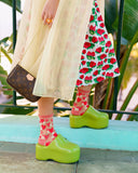 Strawberry Daisy Ruffle Sheer Crew Sock