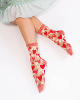 Kids {Youth} Strawberry Daisy Ruffle Sheer Sock
