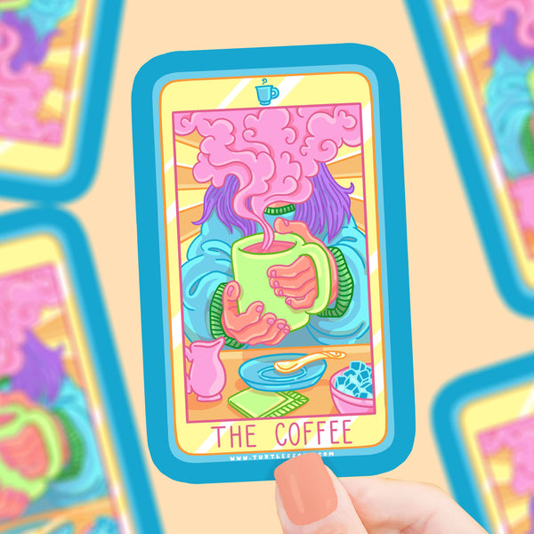 The Coffee Tarot Card Vinyl Sticker Coffee Shop