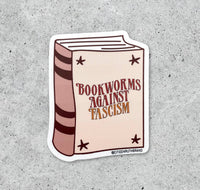 Bookworms Against Fascism vinyl sticker