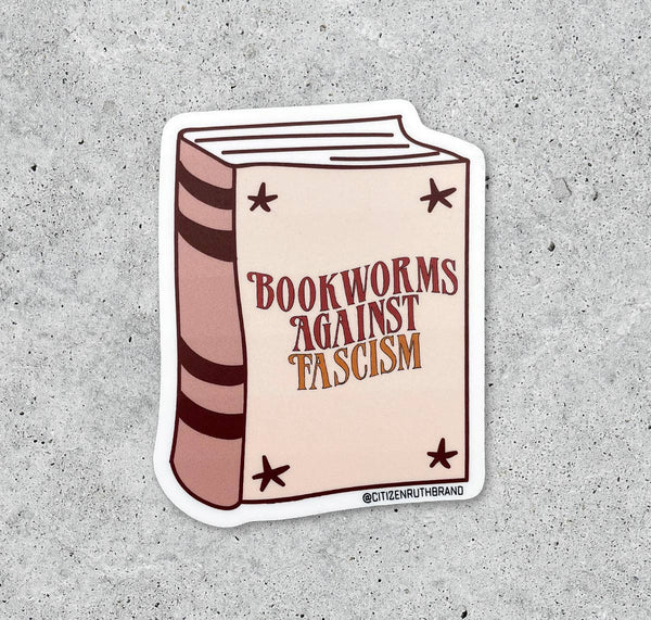 Bookworms Against Fascism vinyl sticker