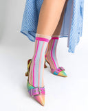 Candy Stripe Ruffle Crew Sock