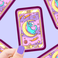 The Moon Cat Major Arcana Tarot Card Vinyl Sticker