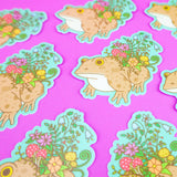 Botanical Toad Planter Garden Forest Foliage Vinyl Sticker