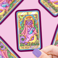 High Priestess Cat Major Arcana Tarot Card Vinyl Sticker