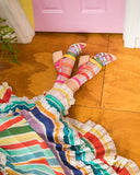 Candy Stripe Ruffle Crew Sock