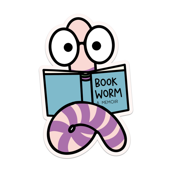 Book Worm Reading Sticker