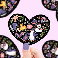 Winter Heart Penguin Snowman Season Vinyl Sticker