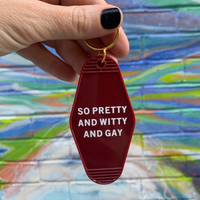 So Pretty and Witty and Gay Motel Style Keychain in Red LGBT