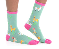 V-Toe Split Toe Novelty Socks Llama Green Big Toe Tabi