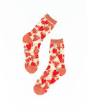 Strawberry Daisy Ruffle Sheer Crew Sock