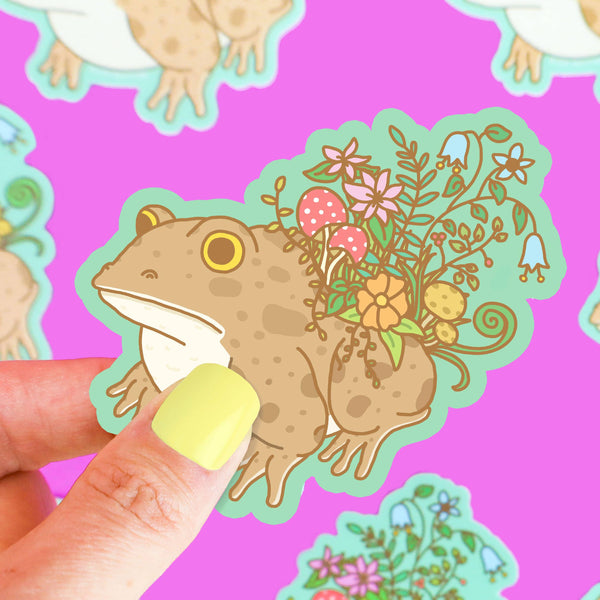 Botanical Toad Planter Garden Forest Foliage Vinyl Sticker