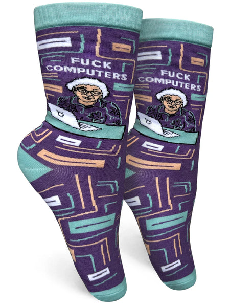 Fuck Computers Crew Socks