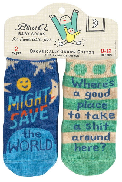 Save World/Take Shit Baby Socks