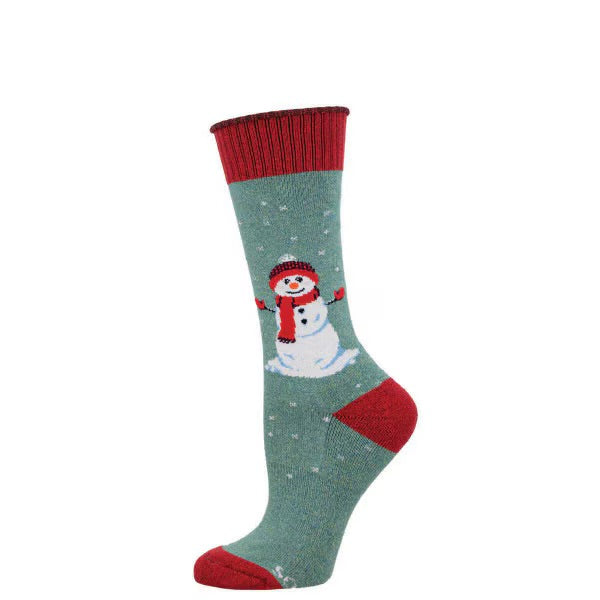 Snowman Recycled Cotton Crew Mint