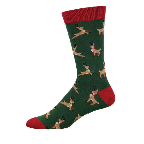 Leaping Reindeer Men’s Bamboo Crew