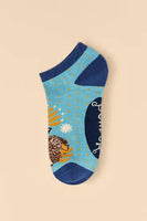 Hedgehog Hunting in Leaves Bamboo Ankle Sock