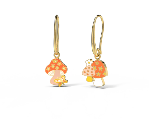 Magic Mushroom Butterfly Drop Earrings