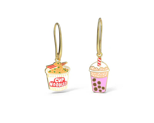 Ramen and Boba Drop Earrings