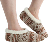 Fairisle Cozy Sherpa Fleece Non Skid Slipper Socks