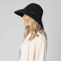 Park Lane Wool Blend Floppy Hat With Leather Cording Trim