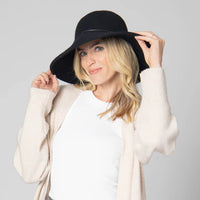 Park Lane Wool Blend Floppy Hat With Leather Cording Trim