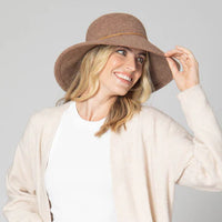 Park Lane Wool Blend Floppy Hat With Leather Cording Trim