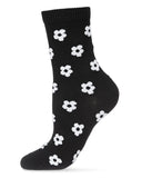 Flocked Contrast Floral Crew Sock