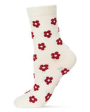 Flocked Contrast Floral Crew Sock