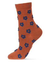 Flocked Contrast Floral Crew Sock