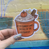 The Fall Of The Patriarchy Feminist Pumpkin Spice Sticker