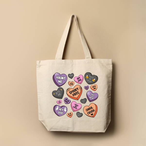 Halloween Candy Hearts Tote Bag