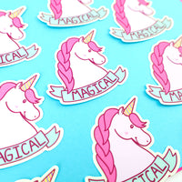 Magical Unicorn Mythical Creatures Cute Pink Vinyl Sticker