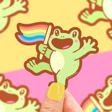 Pride LGBT+ Ally Flag Rainbow Frog Vinyl Sticker